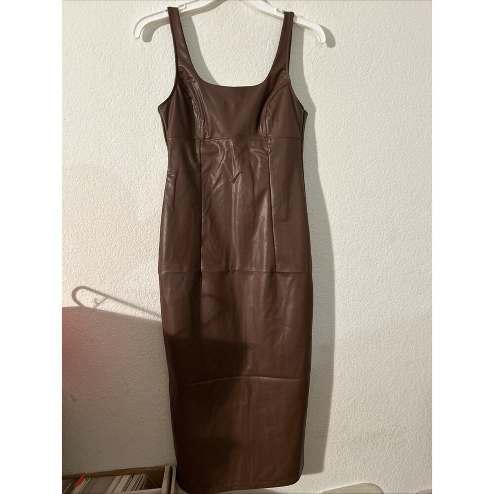 Sofia Jeans Faux Leather Dress Brown NWT XS (0-2)